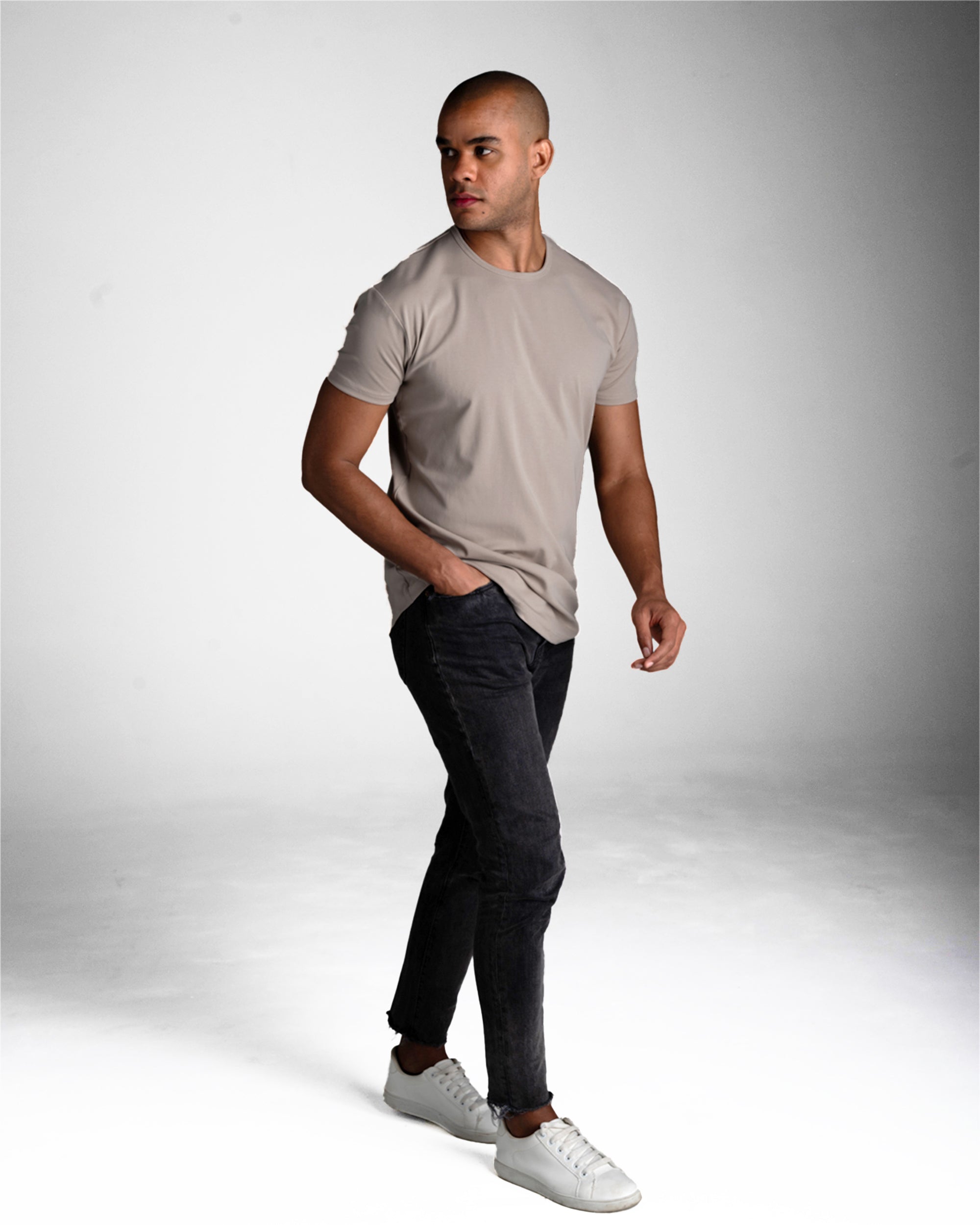 Origin Curved Crew T-Shirt: Dust