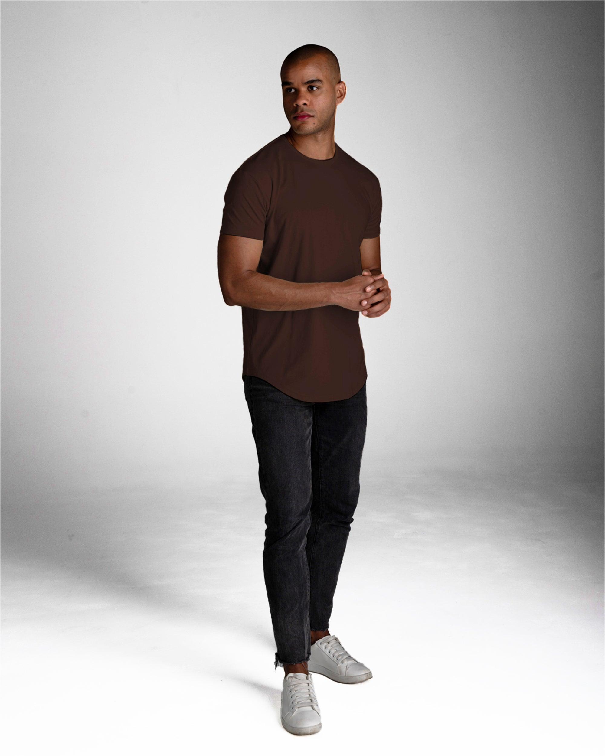 Origin Curved Crew T-Shirt: Espresso