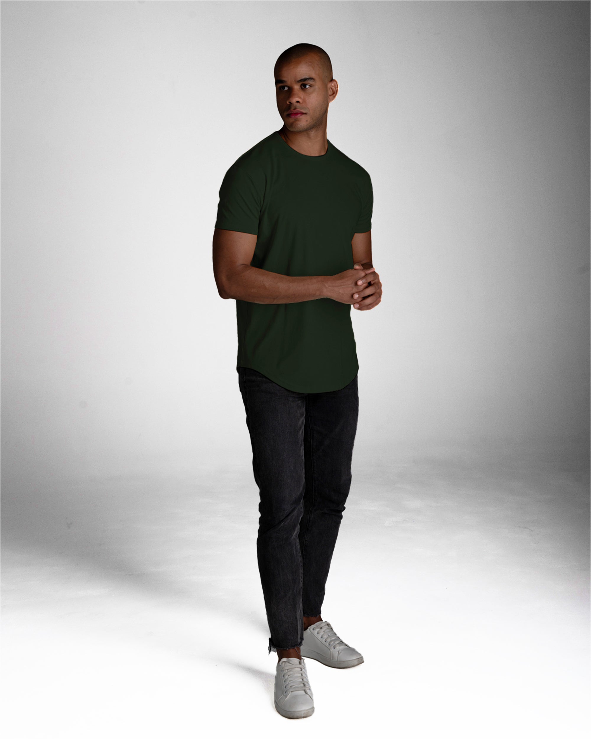 Origin Curved Crew T-Shirt: Forest