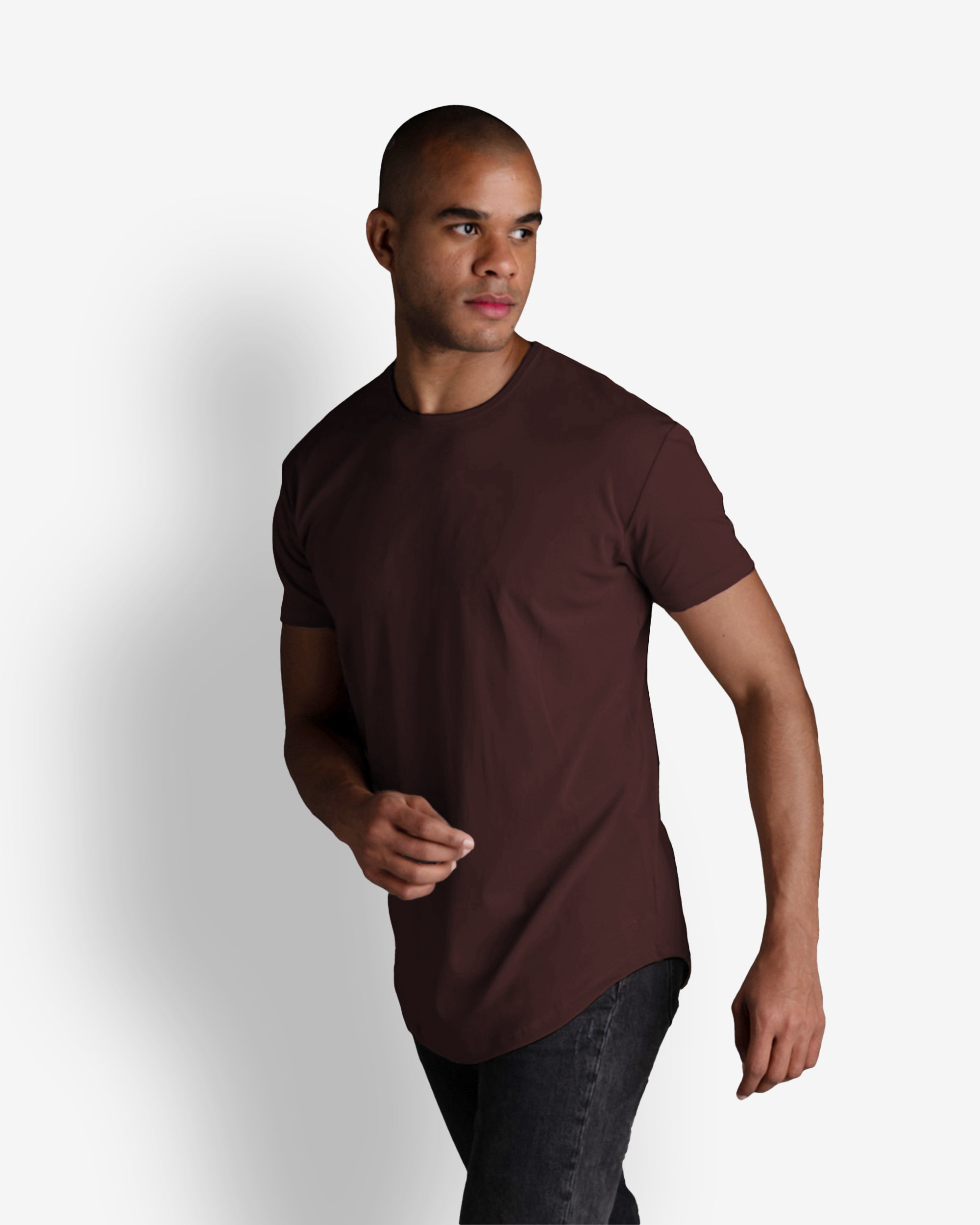 Origin Curved Crew T-Shirt: Mochavino