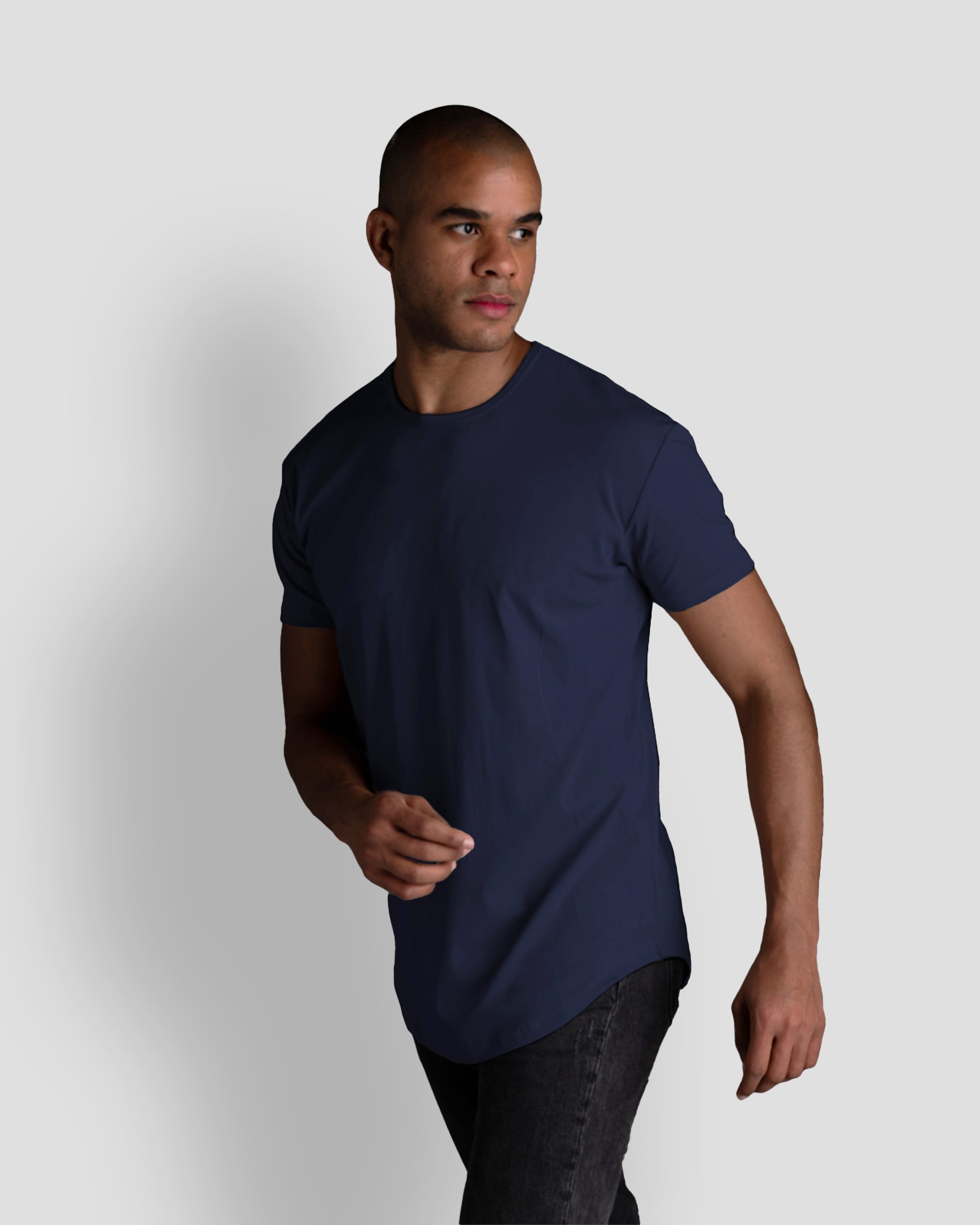 Origin Curved Crew T-Shirt: NY Blue