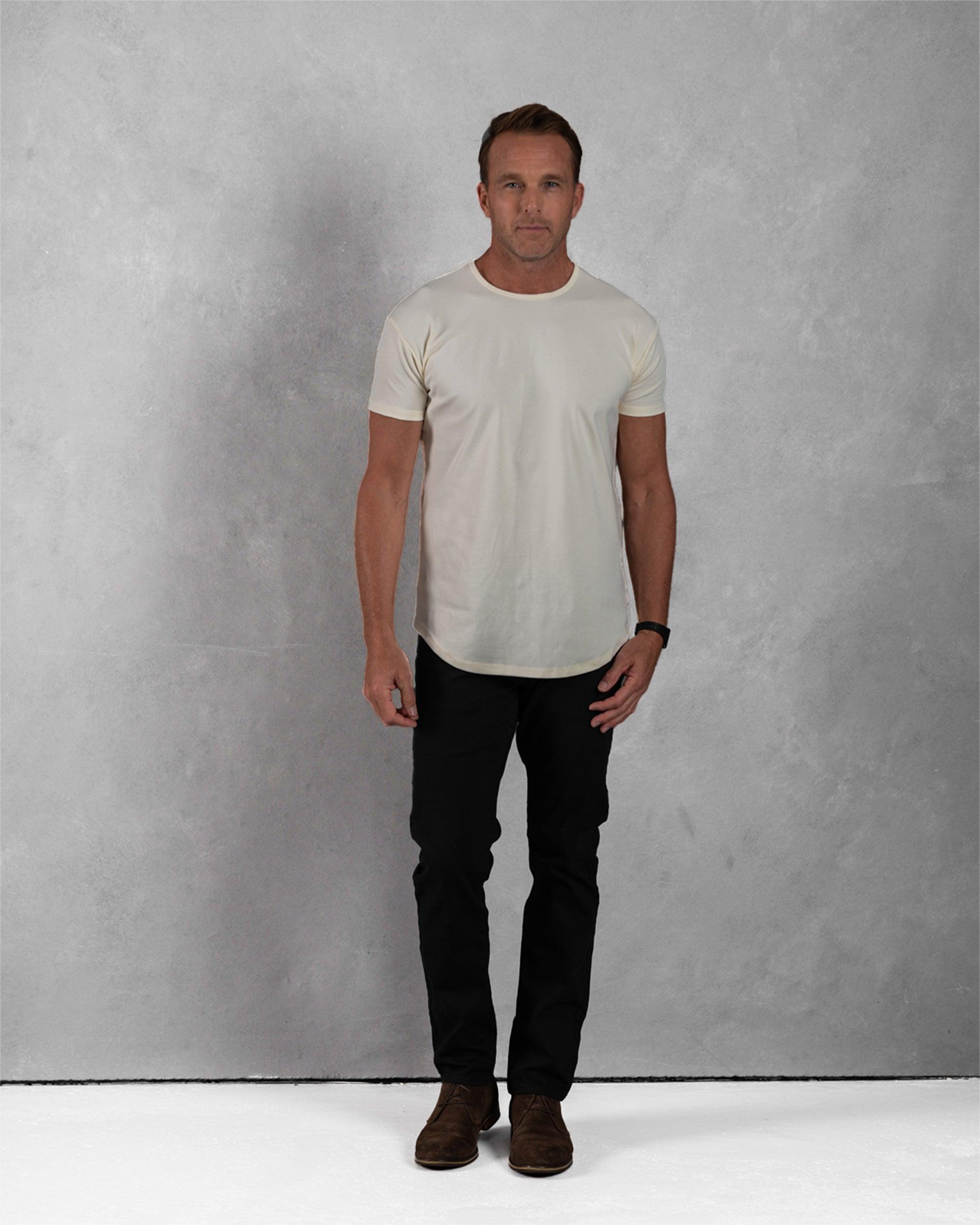 Origin Curved Crew T-Shirt: Off White