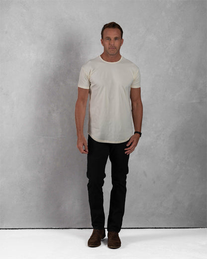 Origin Curved Crew T-Shirt: Off White