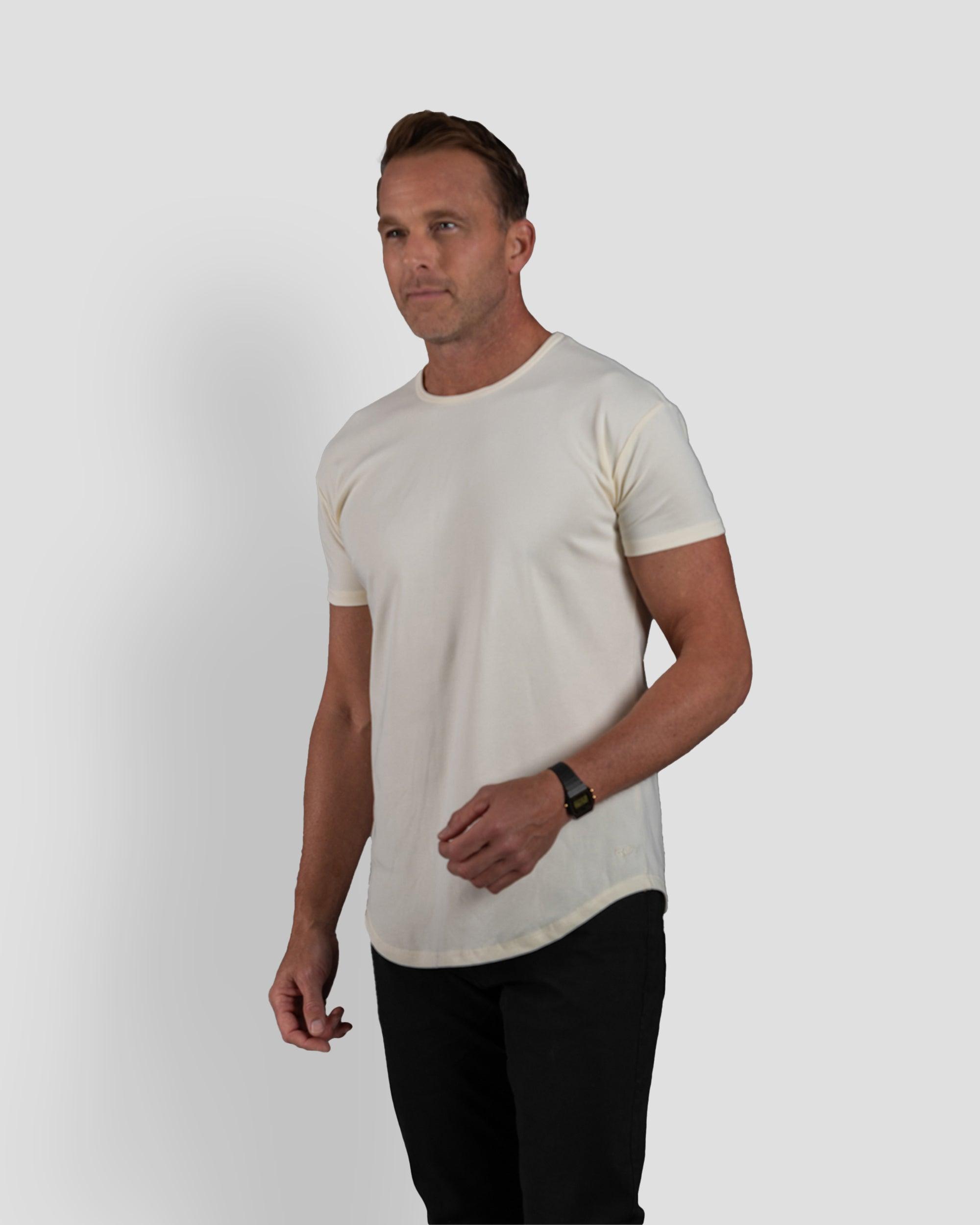 Origin Curved Crew T-Shirt: Off White
