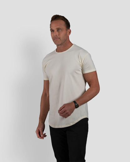 Origin Curved Crew T-Shirt: Off White