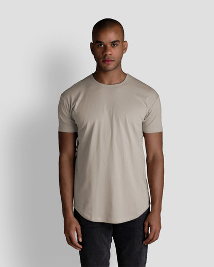 Origin Curved Crew T-Shirt: Stone