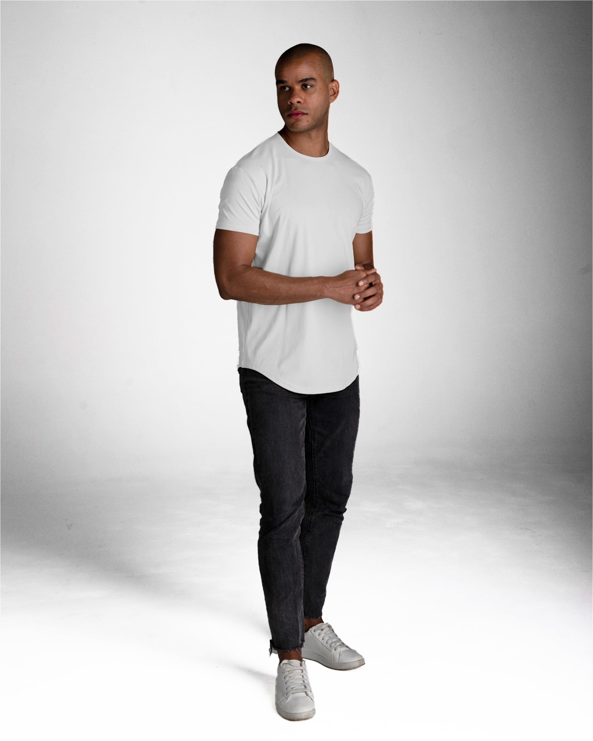 Origin Curved Crew T-Shirt: White