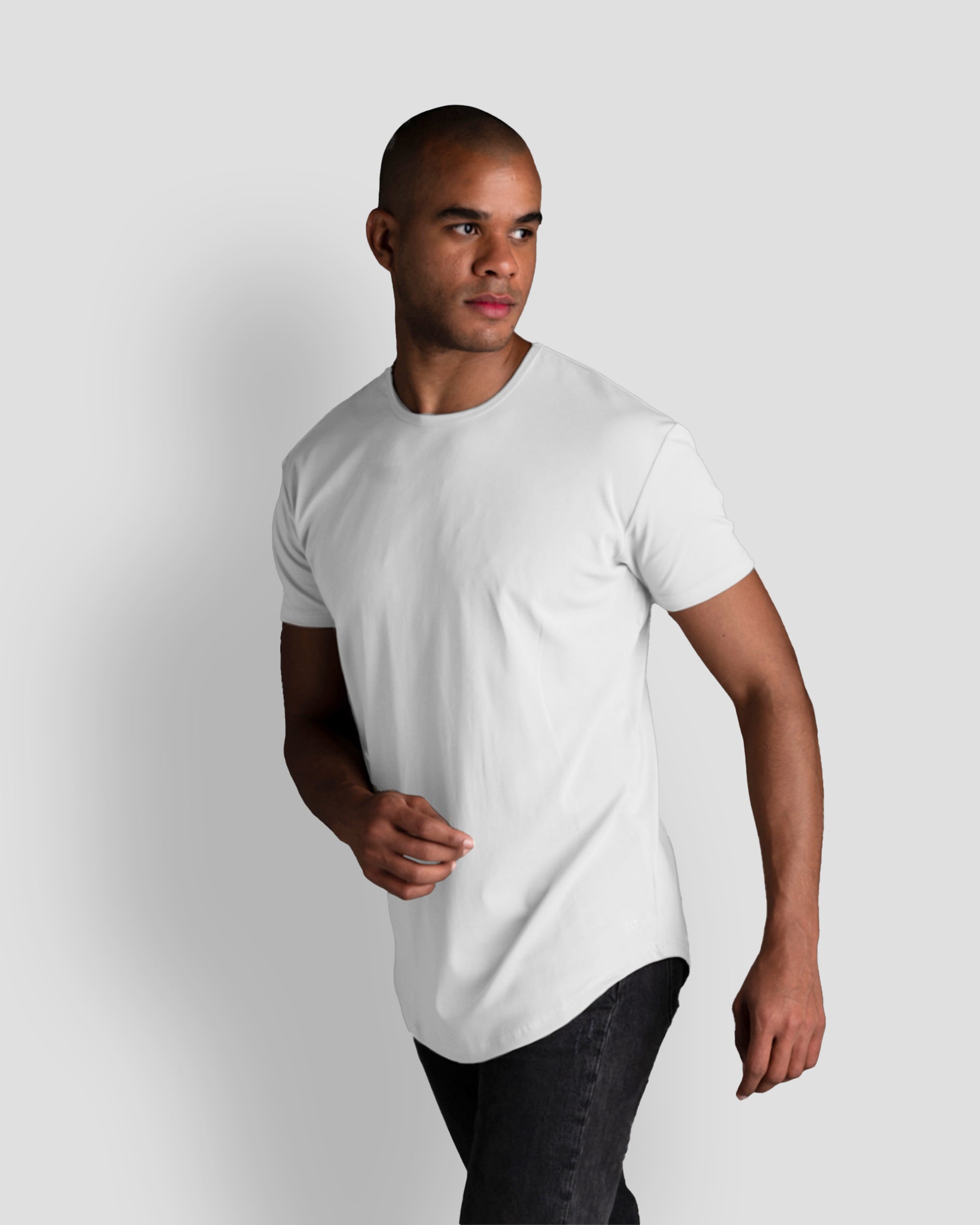 Origin Curved Crew T-Shirt: White