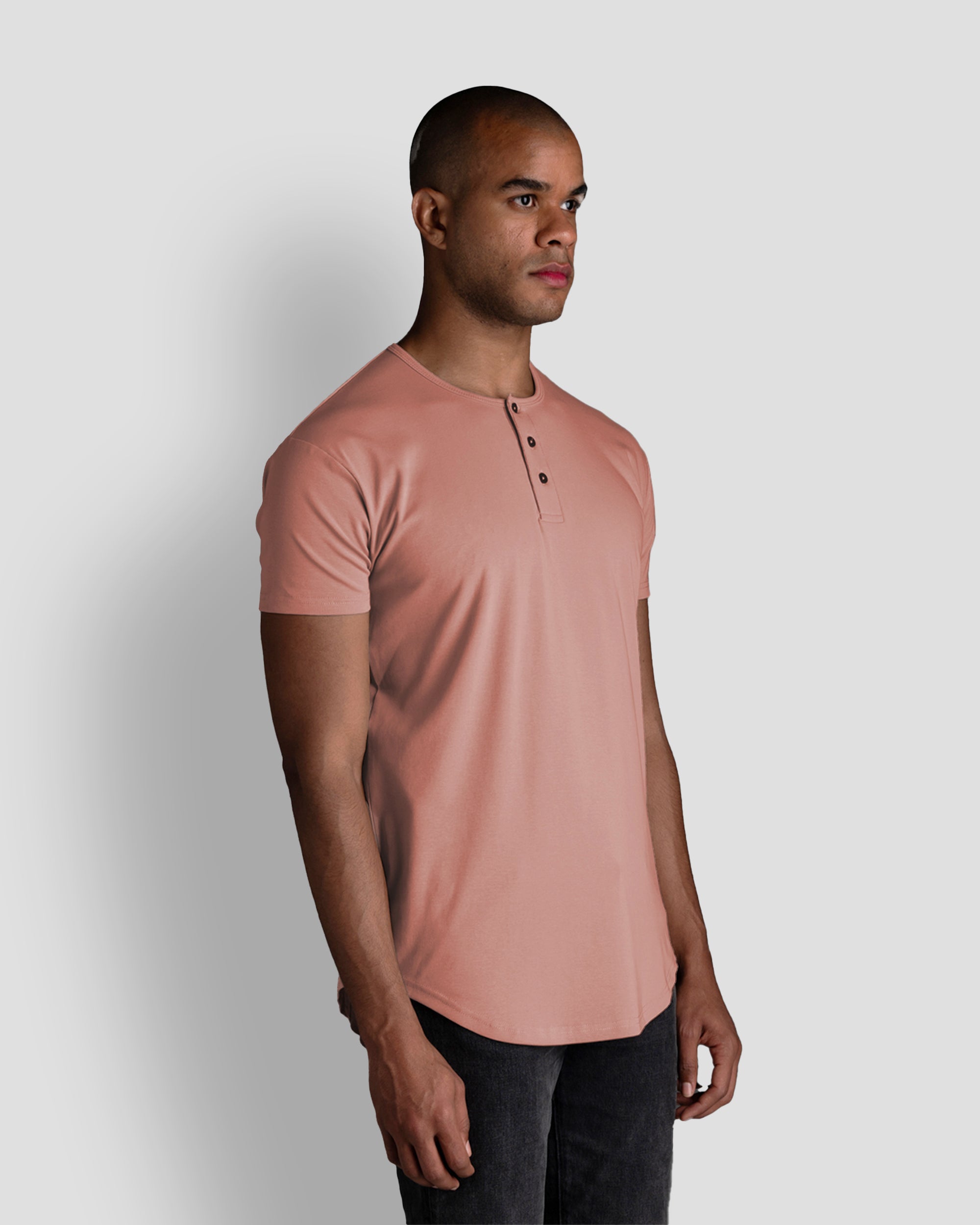 Origin Curved Henley T-Shirt: Apricot