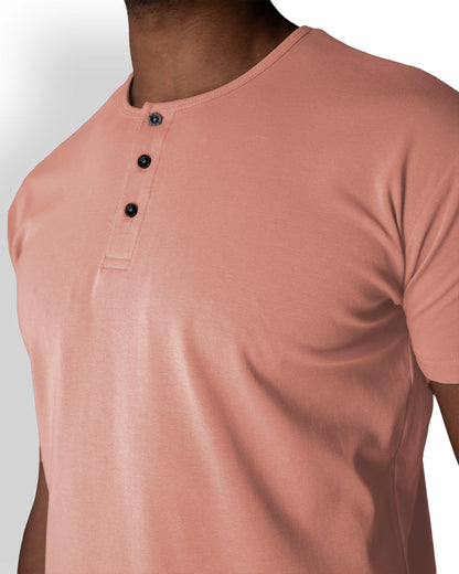 Origin Curved Henley T-Shirt: Apricot