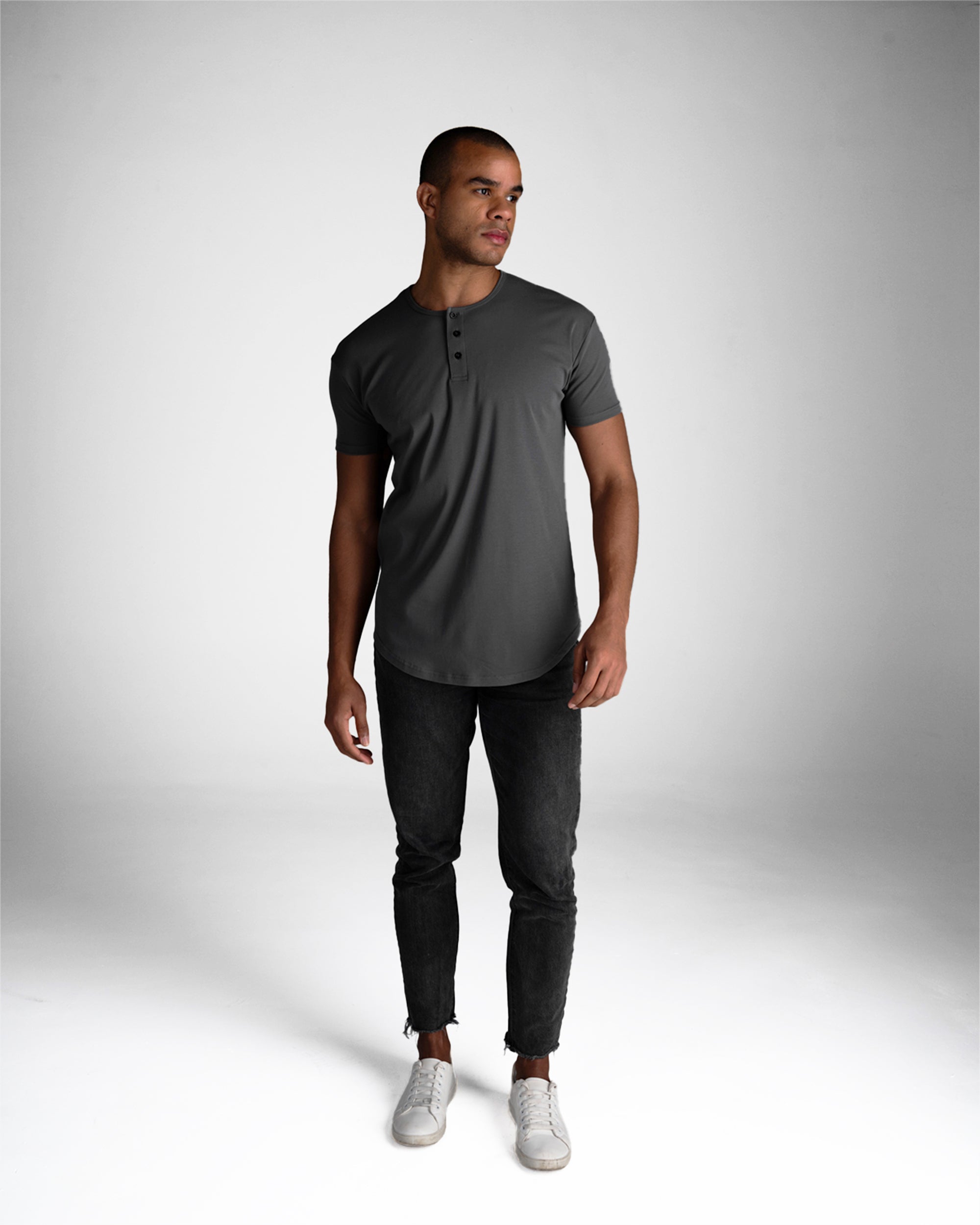 Origin Curved Henley T-Shirt: Asteroid