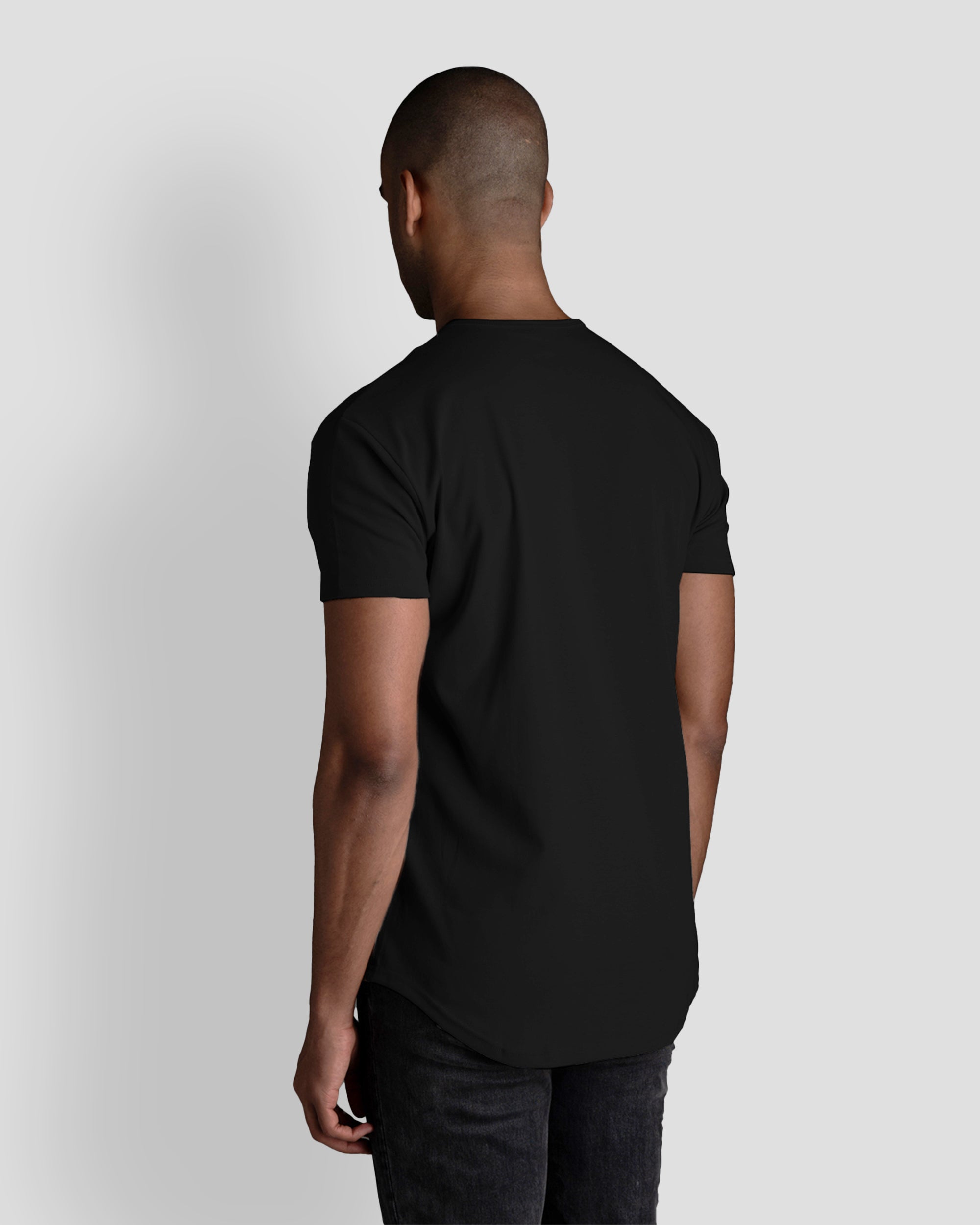 Origin Curved Henley T-Shirt: Black