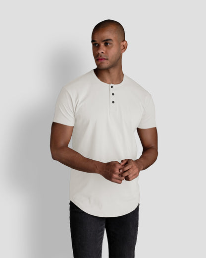 Origin Curved Henley T-Shirt: Bone