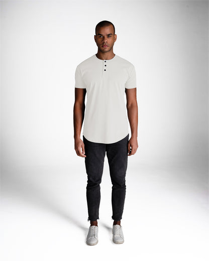 Origin Curved Henley T-Shirt: Bone