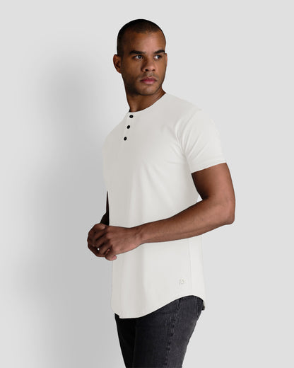 Origin Curved Henley T-Shirt: Bone
