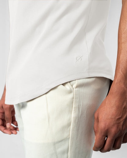 Origin Curved Henley T-Shirt: Bone