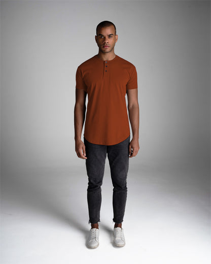 Origin Curved Henley T-Shirt: Canyon