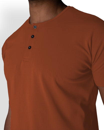 Origin Curved Henley T-Shirt: Canyon