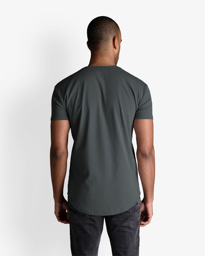 Origin Curved Henley T-Shirt: Carbon