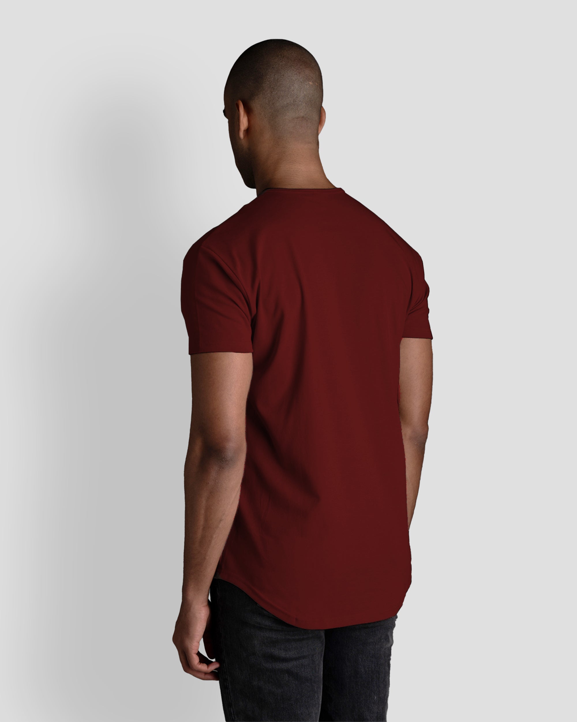 Origin Curved Henley T-Shirt: Crimson