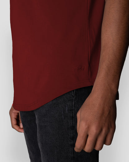 Origin Curved Henley T-Shirt: Crimson