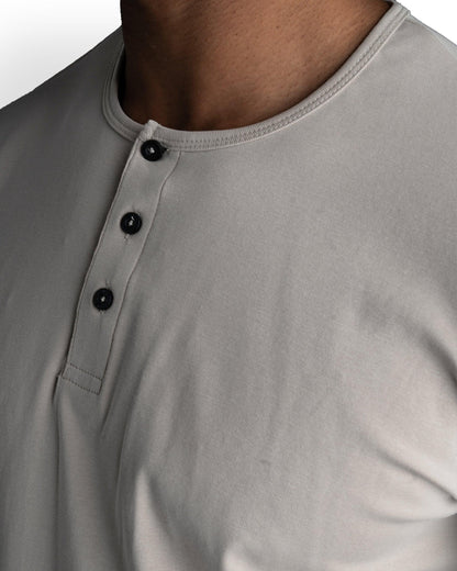 Origin Curved Henley T-Shirt: Dust