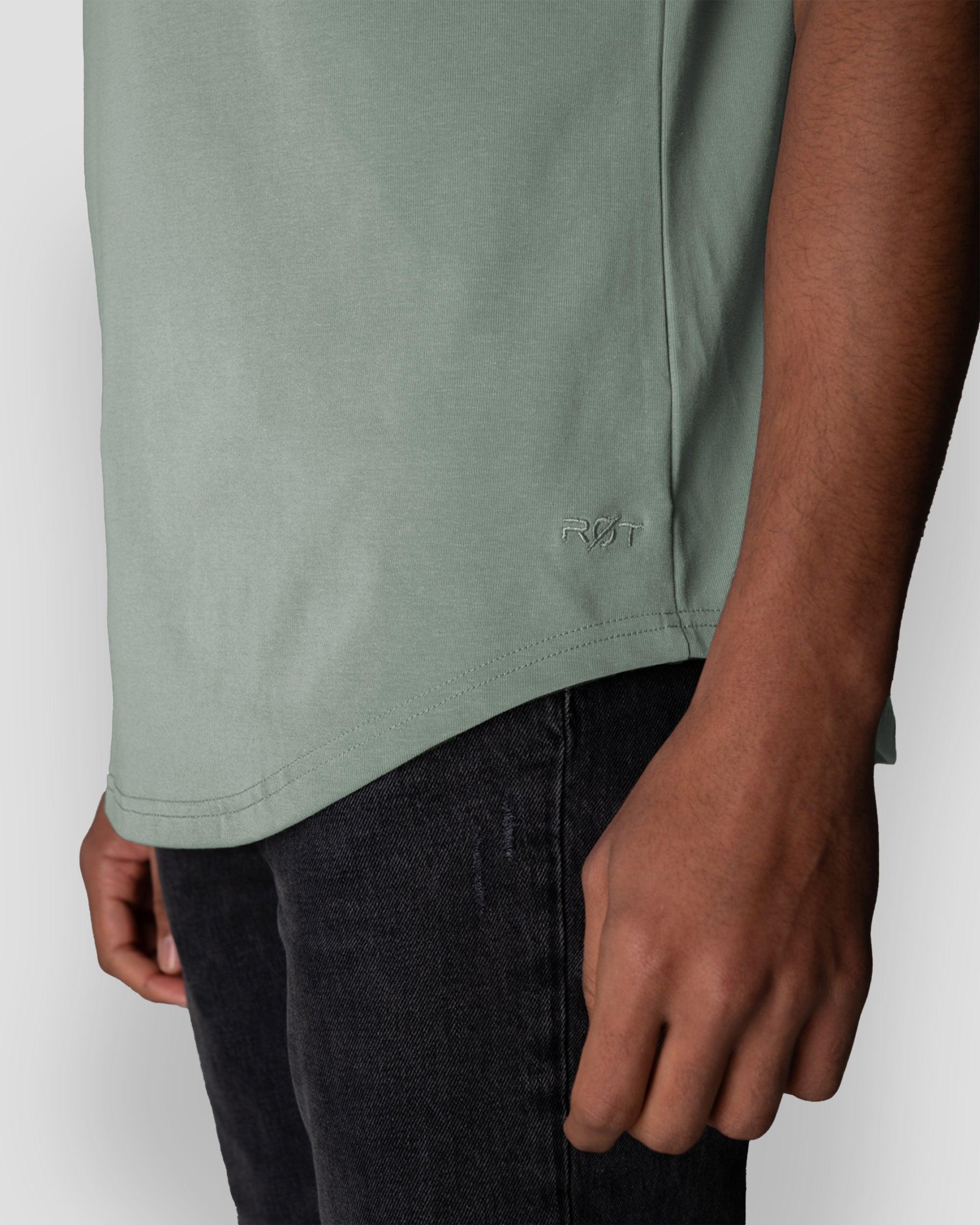 Origin Curved Henley T-Shirt: Eucalyptus