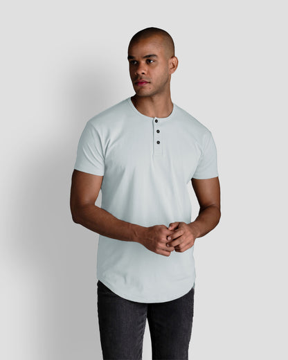 Origin Curved Henley T-Shirt: Ice