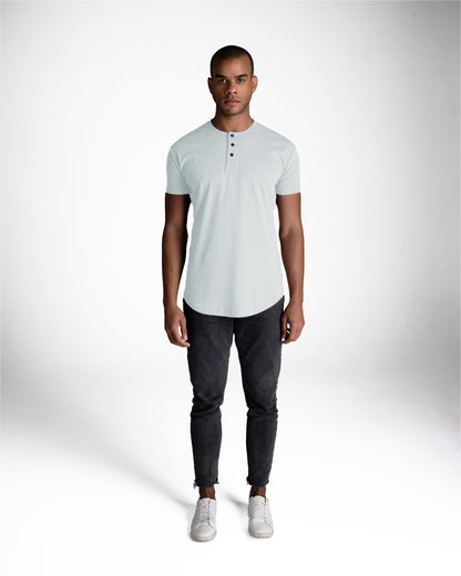 Origin Curved Henley T-Shirt: Ice