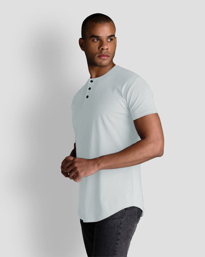 Origin Curved Henley T-Shirt: Ice