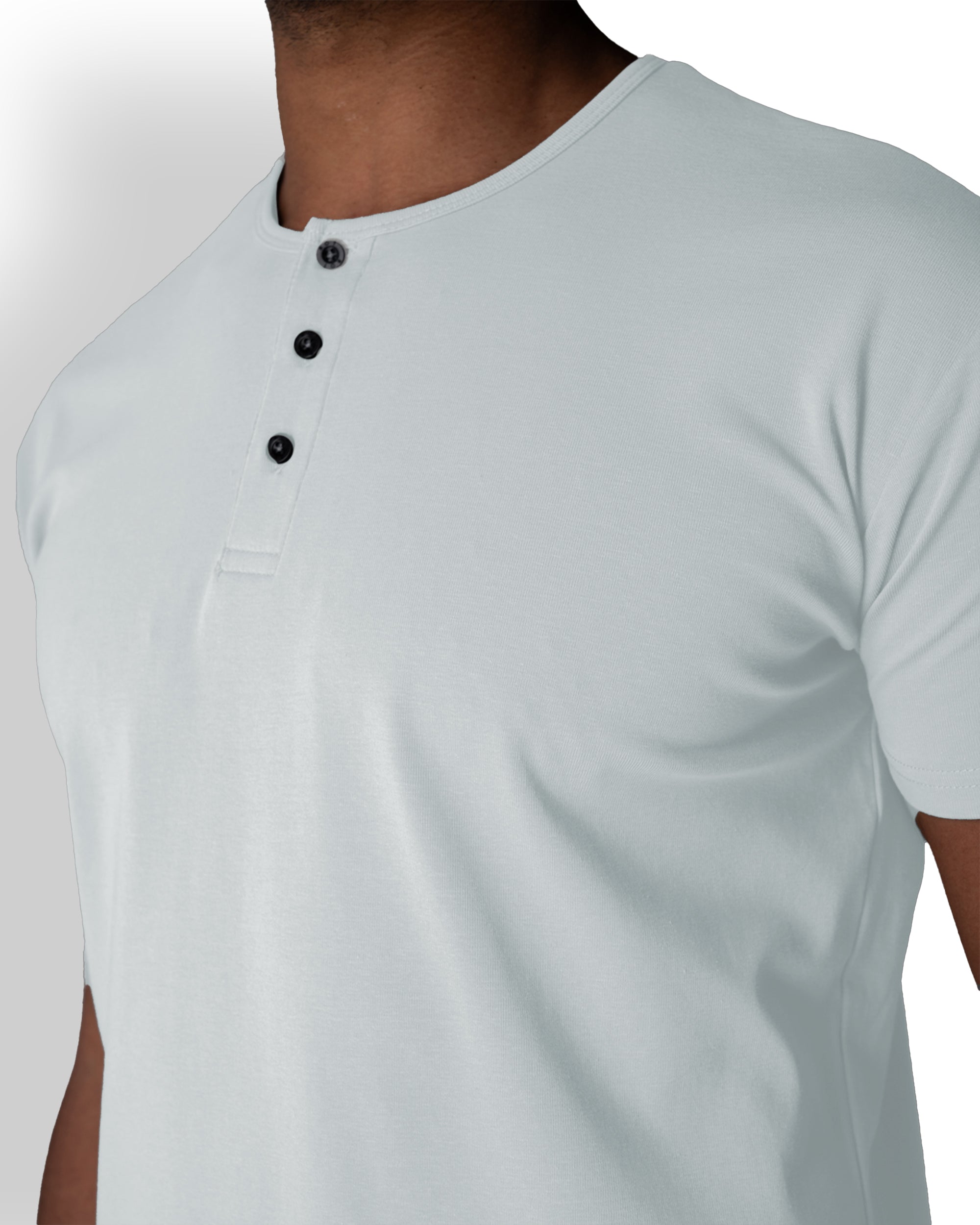 Origin Curved Henley T-Shirt: Ice