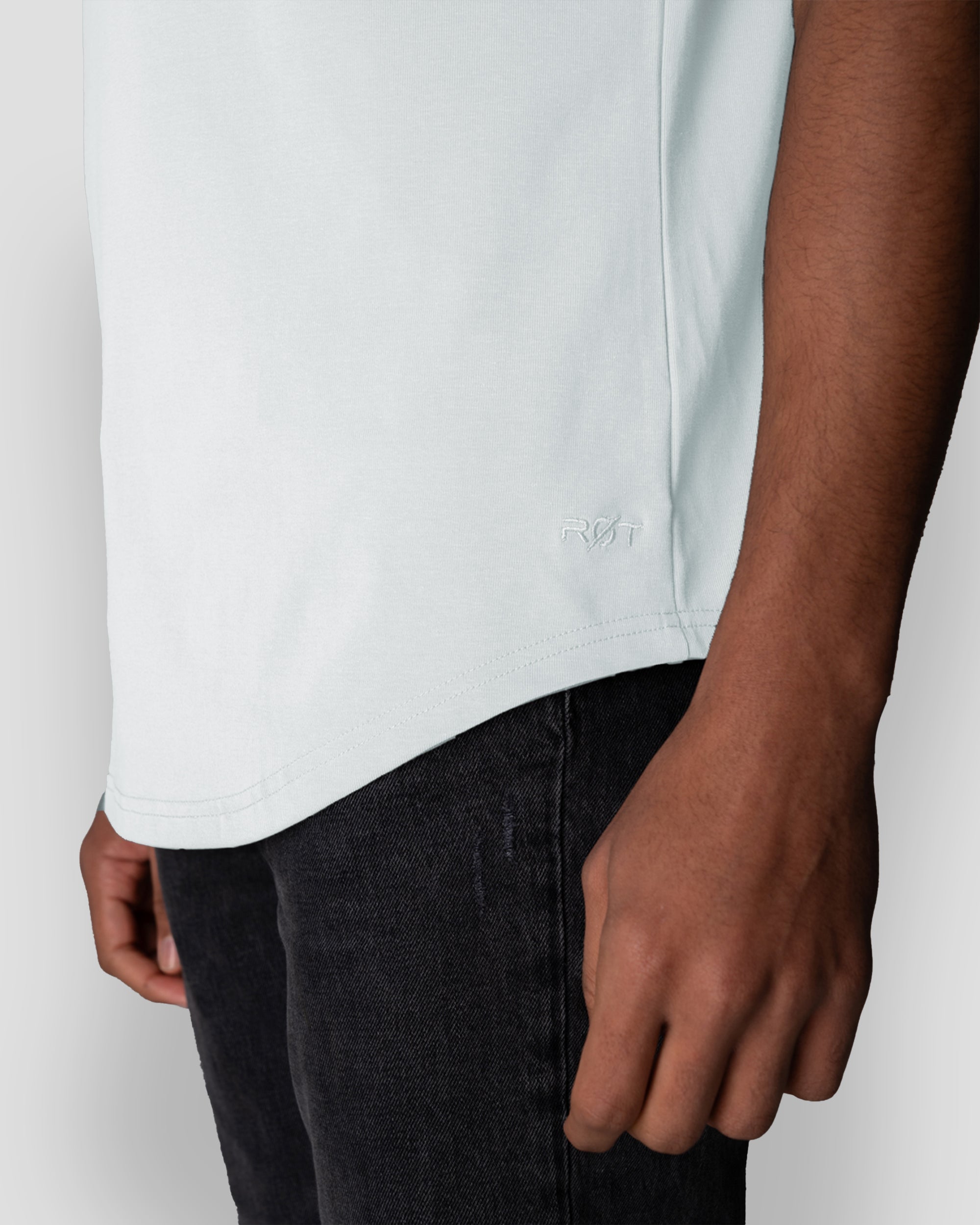 Origin Curved Henley T-Shirt: Ice