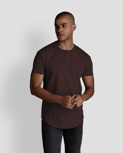 Origin Curved Henley T-Shirt: Mochavino