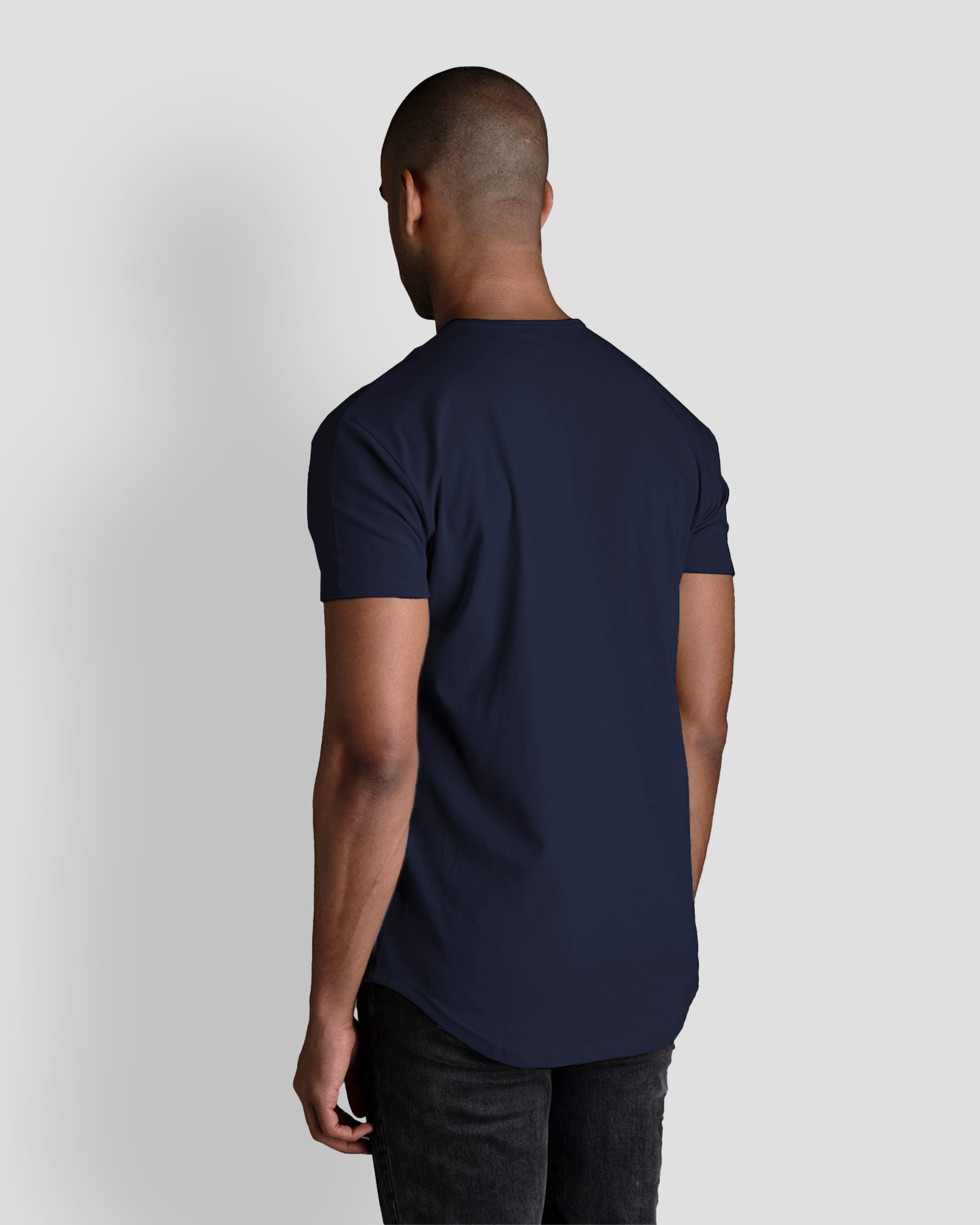 Origin Curved Henley T-Shirt: NY Blue