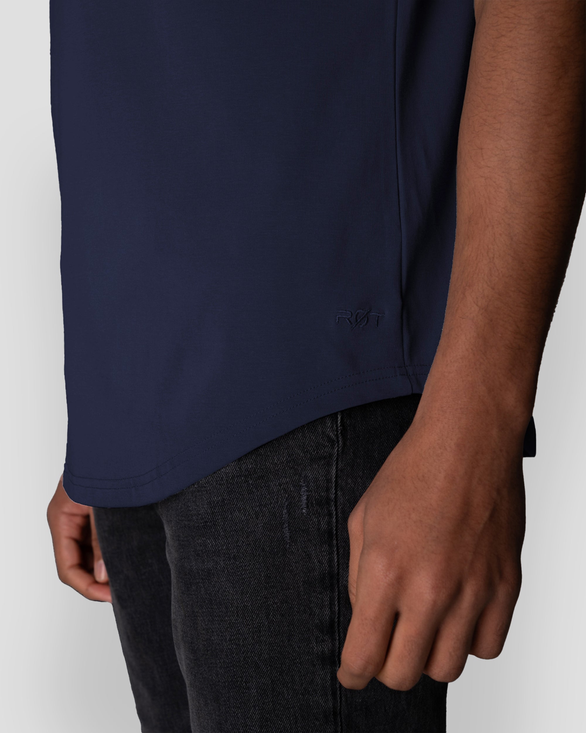 Origin Curved Henley T-Shirt: NY Blue