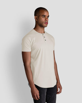 Origin Curved Henley T-Shirt: Off White