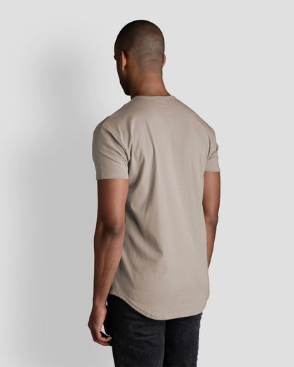 Origin Curved Henley T-Shirt: Stone