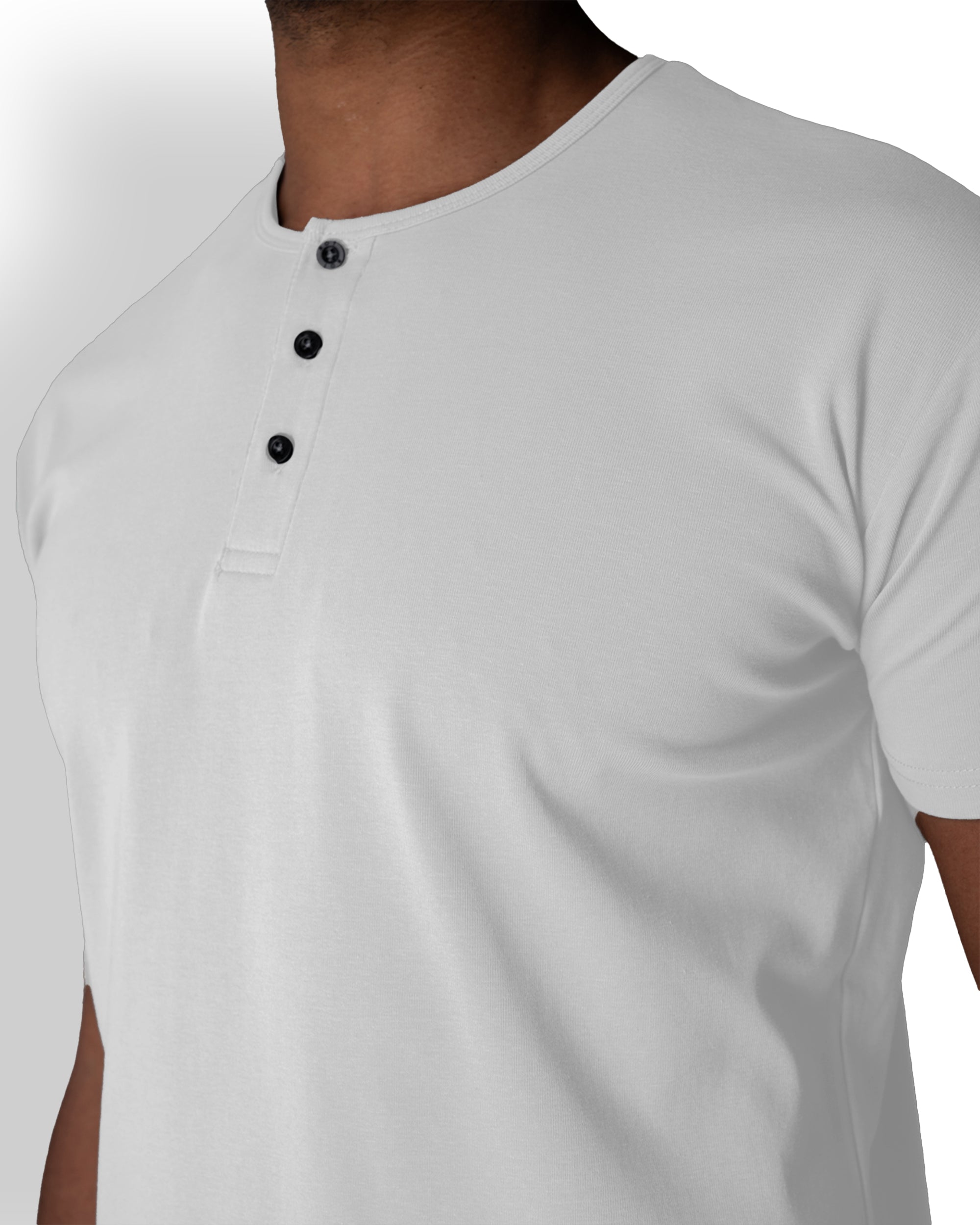 Origin Curved Henley T-Shirt: White