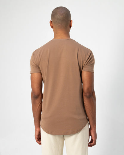 Origin Curved Henley T-Shirt: Driftwood