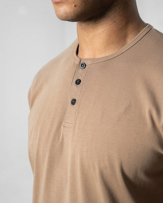 Origin Curved Henley T-Shirt: Driftwood