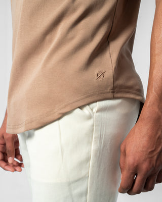 Origin Curved Henley T-Shirt: Driftwood