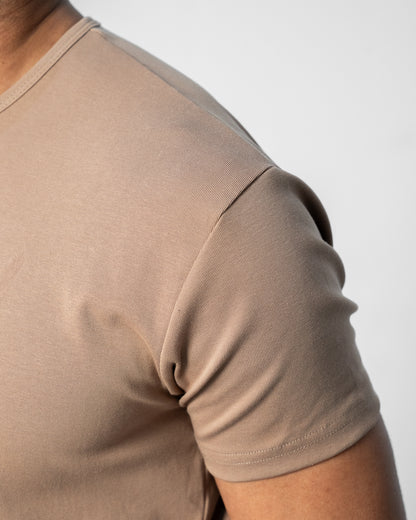 Origin Curved Henley T-Shirt: Driftwood