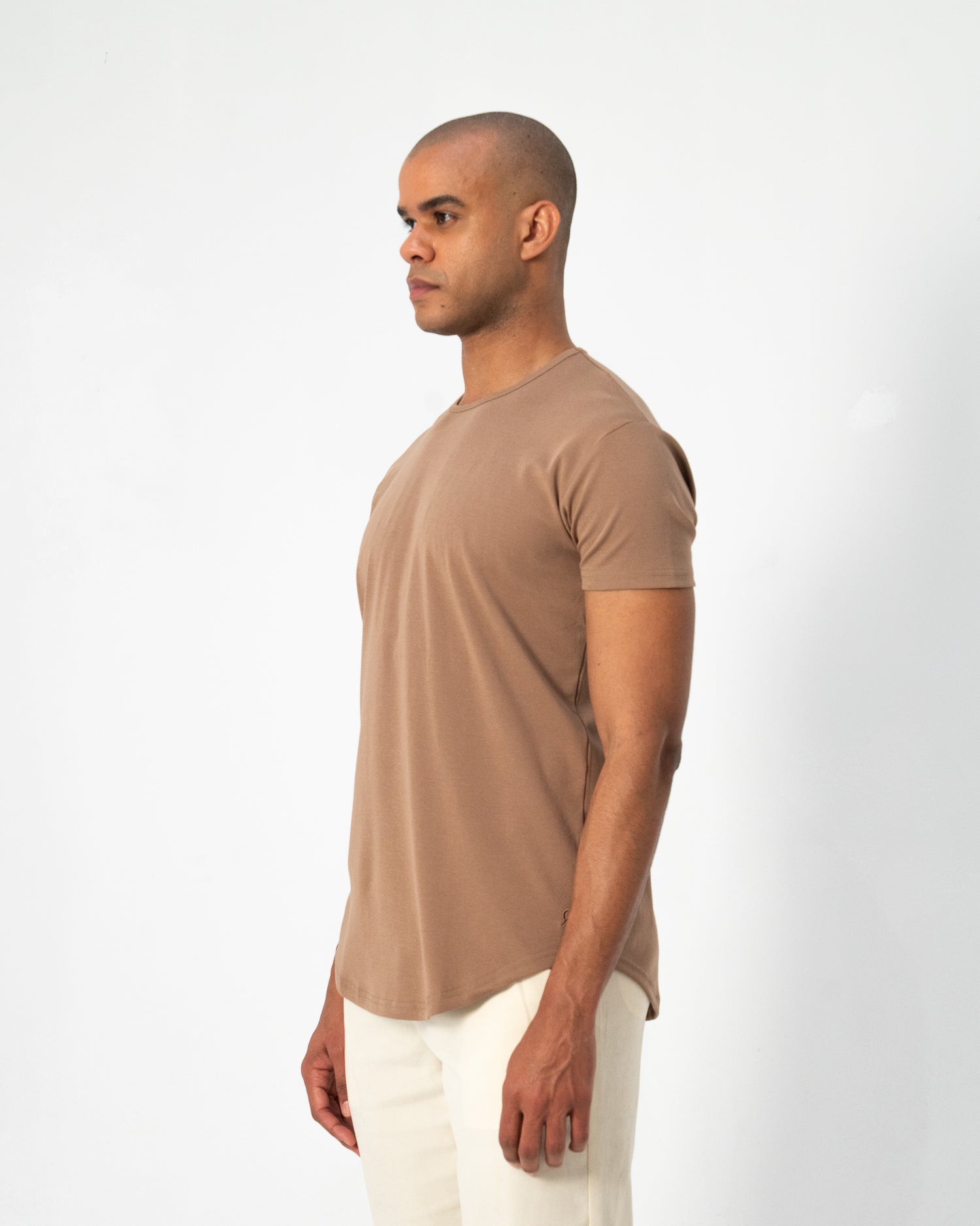 Origin Curved Crew T-Shirt: Driftwood