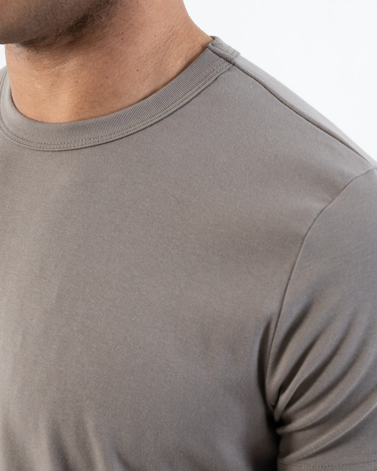 Odyssey Athletic Crew fabric and construction detail, shown in Taupe