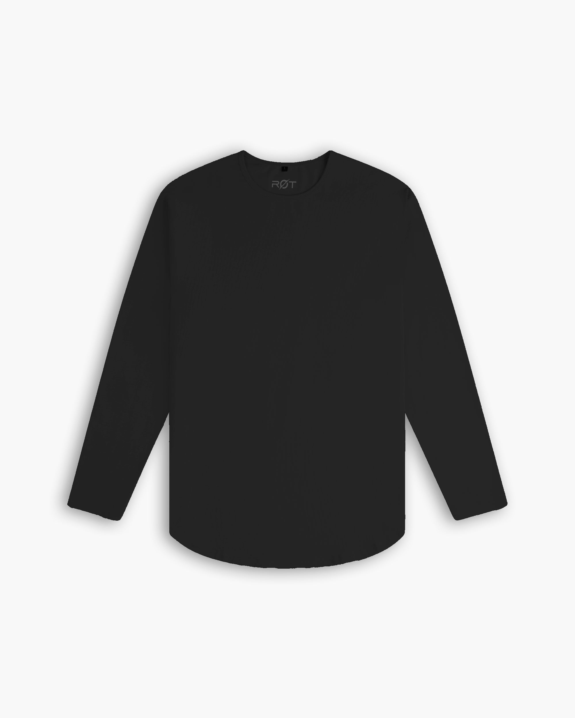 Long Sleeve Curved Crew T-Shirt: Black