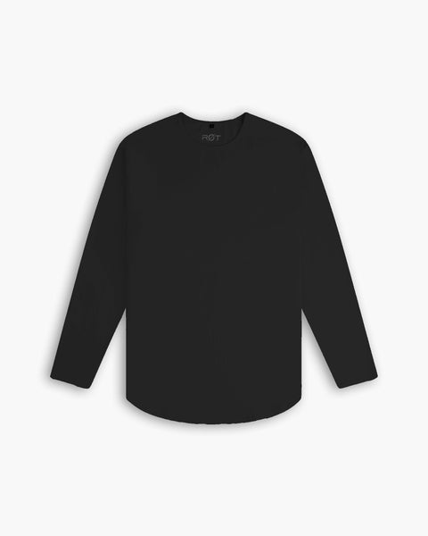 Long Sleeve Curved Crew T-Shirt: Black – Rule Of Threads