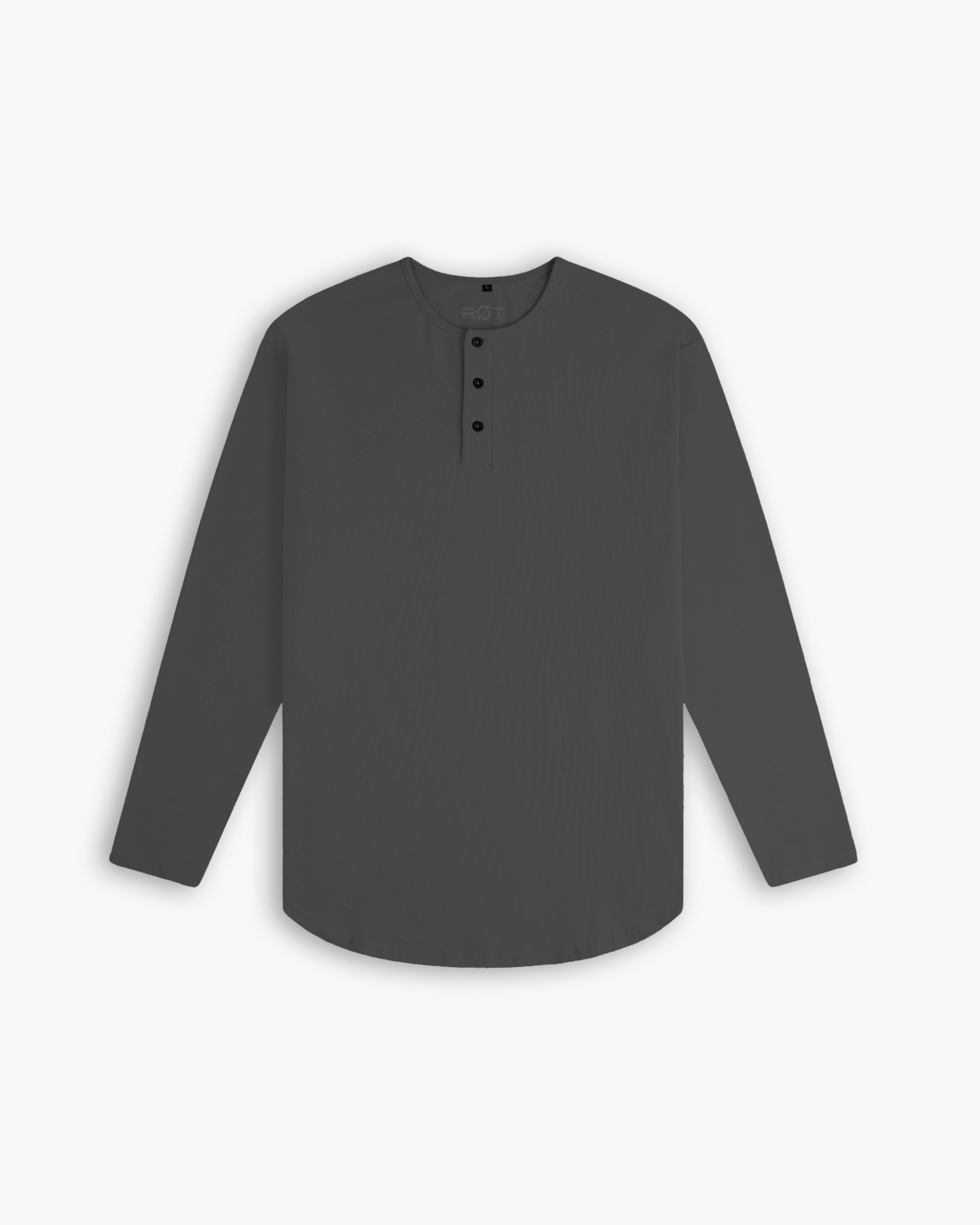 Long Sleeve Curved Henley T-Shirt: Asteroid