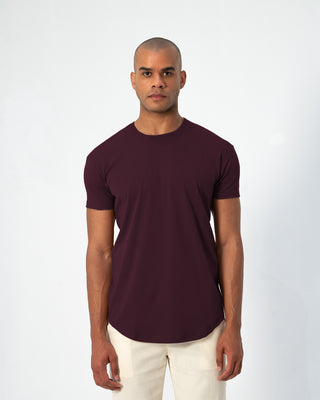 Origin Curved Crew T-Shirt: Plum