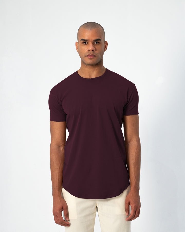 Origin Curved Crew T-Shirt: Plum