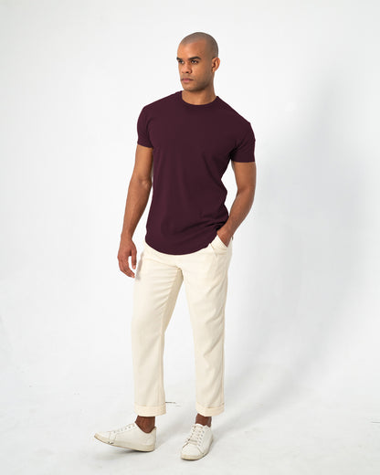 Origin Curved Crew T-Shirt: Plum